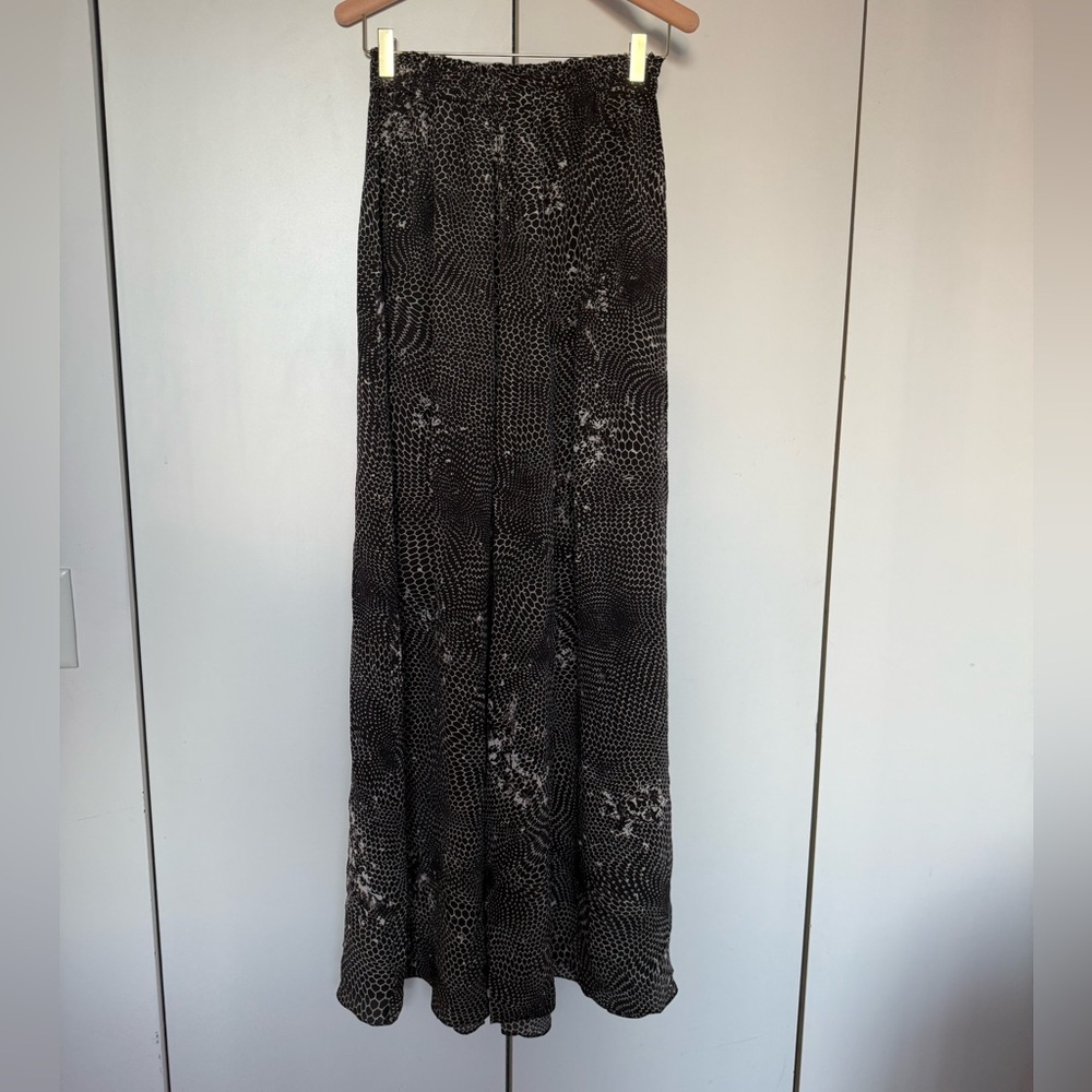 LoveShackFancy Elegant Black and White Patterned Maxi Skirt